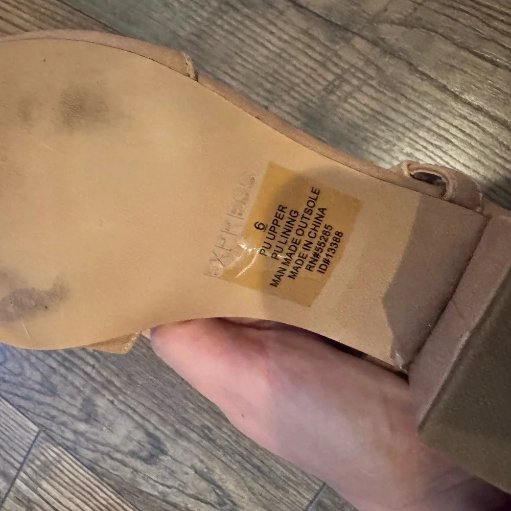 Express Beige and Black Slingback Heels - Picture 3 of 4